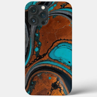 Copper with Turquoise abstract iPhone 13 Pro Max Case