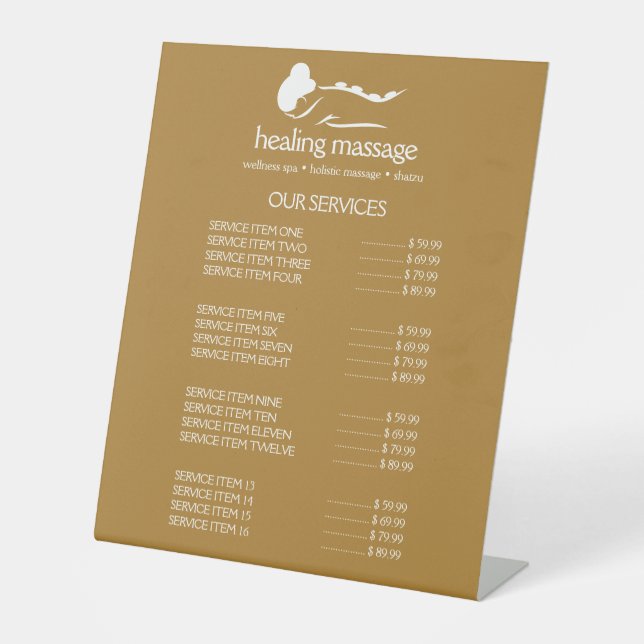 COPPER WOMAN STONE MASSAGE  Wellness Day Spa Pedestal Sign (Front)