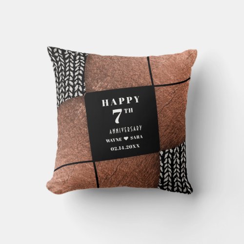 Copper Wool 7th Wedding Anniversary Throw Pillow