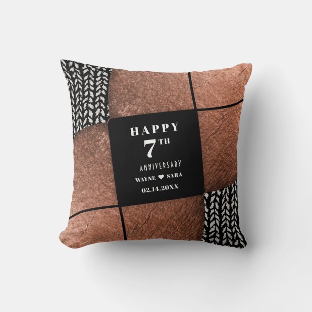 Copper Wool 7th Wedding Anniversary Throw Pillow (Front)