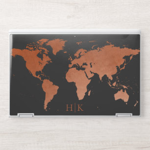 Copper World Map Monogram HP Laptop Skin