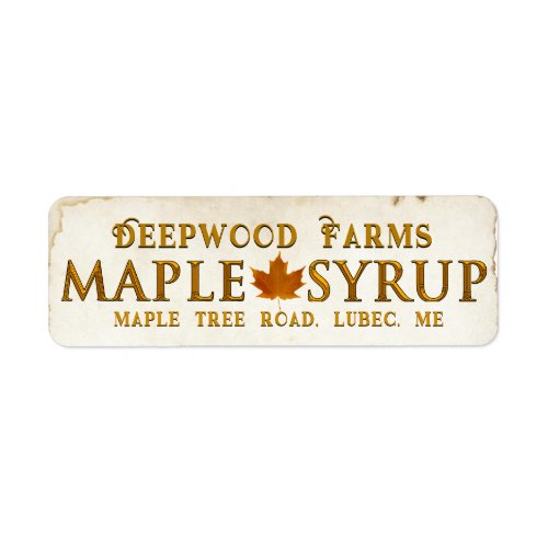 Copperplate Maple Syrup Jar Label with Leaf