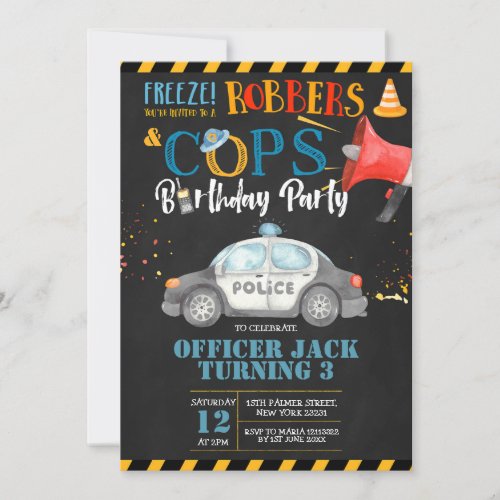 Cops and Robbers Birthday Party Invitation