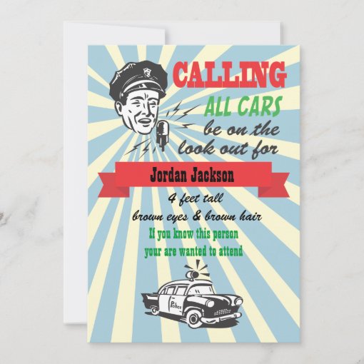 Cops and Robbers Birthday Party Invitation | Zazzle