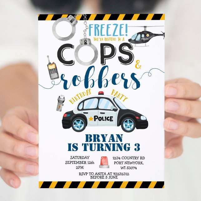 Cops and Robbers Birthday Party Invitation (Creator Uploaded)