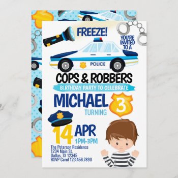 Cops And Robbers Birthday Party Invitation Invite by PerfectPrintableCo at Zazzle