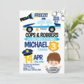 Cops and Robbers Birthday Party Invitation Invite (Standing Front)