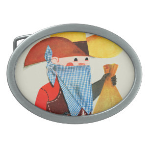Cops and Robbers Oval Belt Buckle
