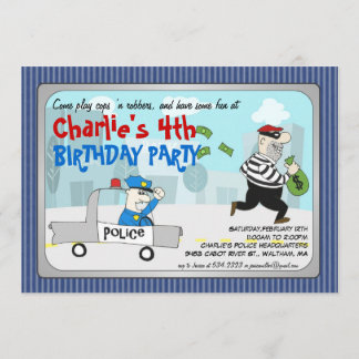 Cops n Robbers Cartoon Party Invitation