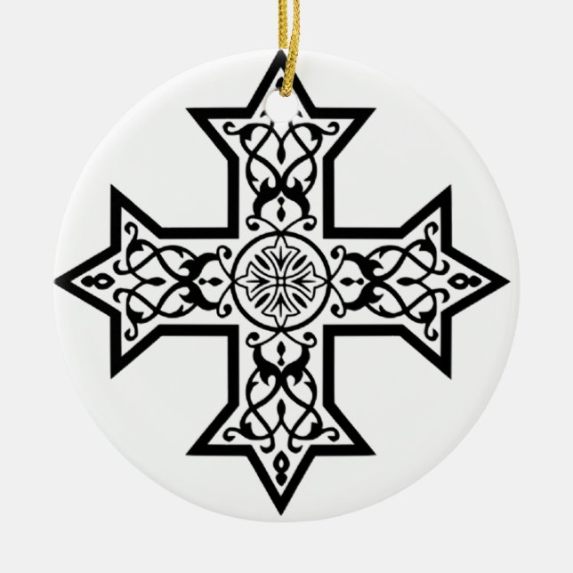 Coptic Cross Ceramic Ornament (Front)