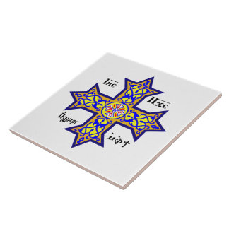 Coptic cross ceramic tile