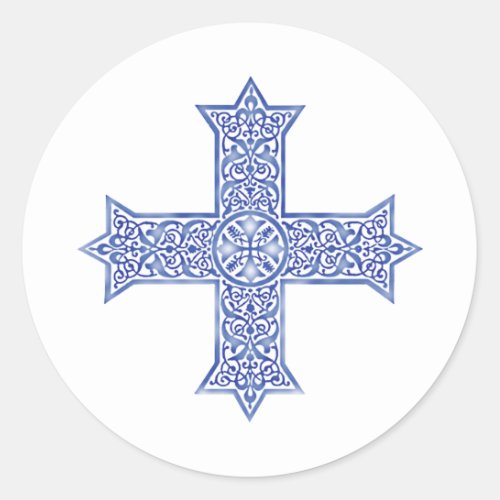 Coptic cross  classic round sticker