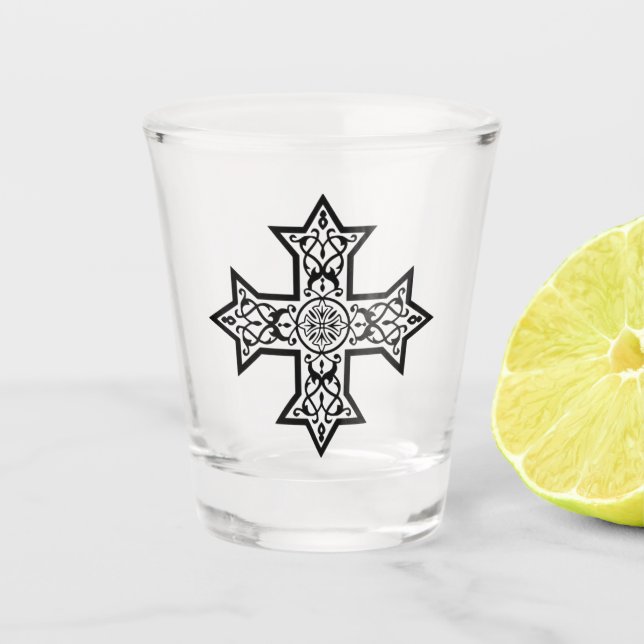 Coptic Cross  Shot Glass (Front)