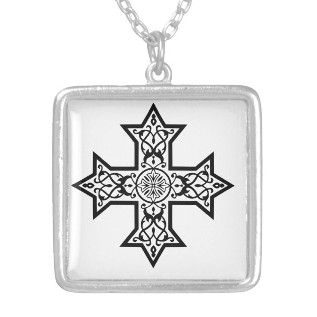 Coptic Cross Silver Plated Necklace (Front)