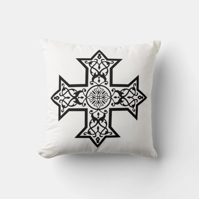 Coptic Cross Throw Pillow (Front)