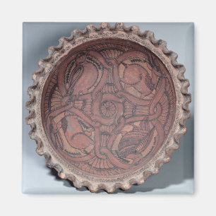 Coptic cup, painted terracotta with swag borders, magnet