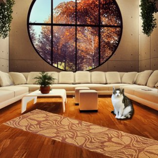 Coptic embroidery pattern  - Orange leaves