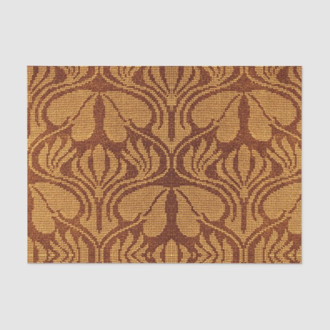 Coptic embroidery pattern  - Orange leaves Tissue Paper (Front)