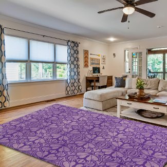 Coptic embroidery pattern  - Purple  leaves Rug