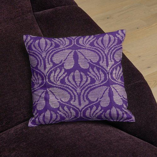 Coptic embroidery pattern  _ Purple  leaves Throw Pillow