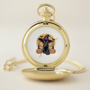 Copy of Cat Skulls Creepy Cute Kitty Goth Black Al Pocket Watch