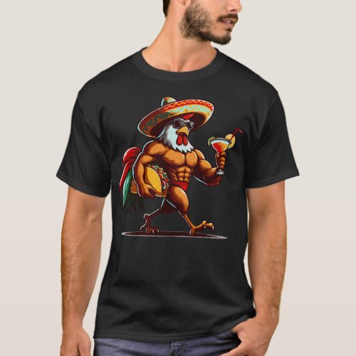 Copy Of Funny Chicken  Carrying Tacos Cinco De T_Shirt