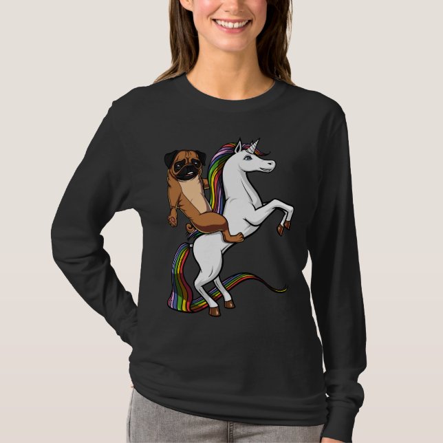 Copy of Pug Dog Riding Unicorn  Classic T-Shirt 35 (Front)
