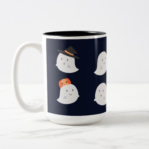 Copy of White Grey Orange Cute Playful Spooky Ghos Two_Tone Coffee Mug