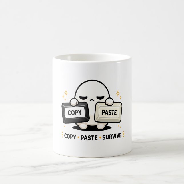 Copy Paste Survive - Funny Tech Coding Cute Coffee Mug (Center)