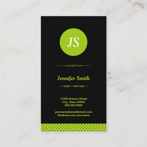 Customizable Copy Writer - Stylish Apple Green Business Card Template