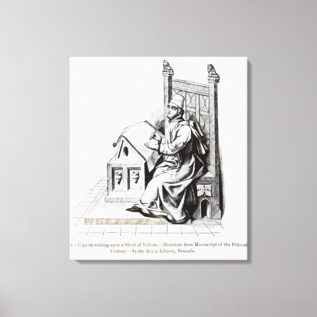 Copyist Writing upon a Sheet of Vellum Canvas Print (Front)