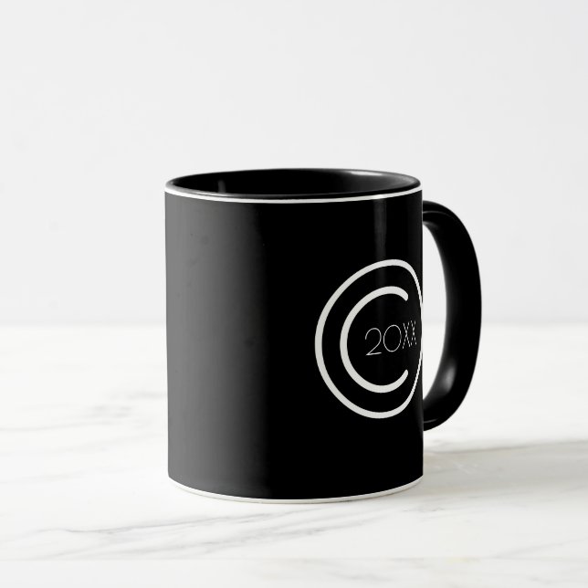 Copyright Modern Typographical Black and White Mug (Front Right)
