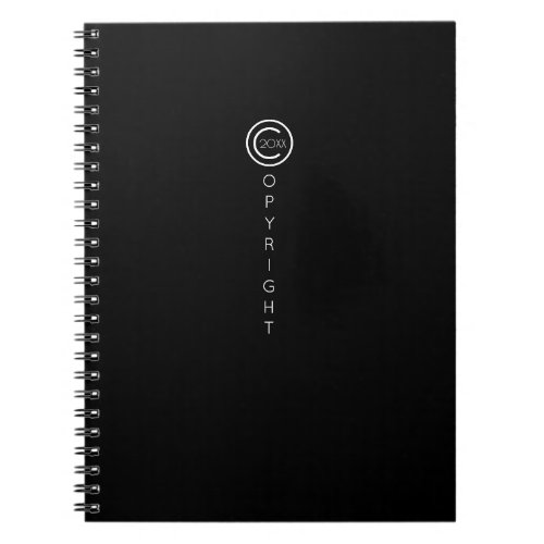 Copyright Modern Typographical Black Notebook
