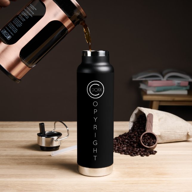 Copyright Modern Typographical Black Water Bottle (Coffee)