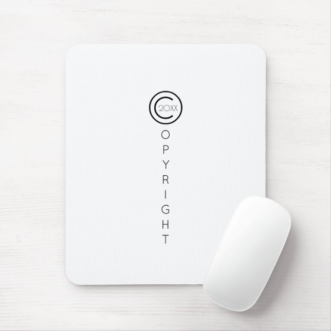 Copyright Modern Typographical White Mouse Pad (With Mouse)