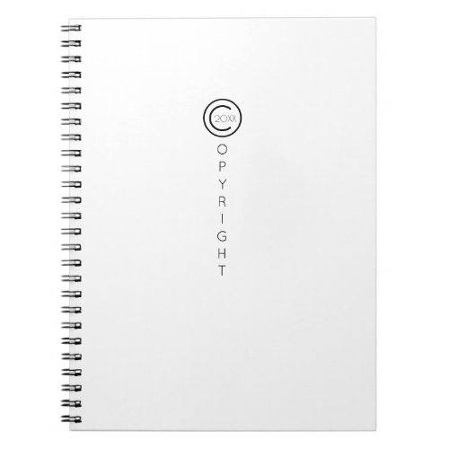 Copyright Modern Typographical White Notebook