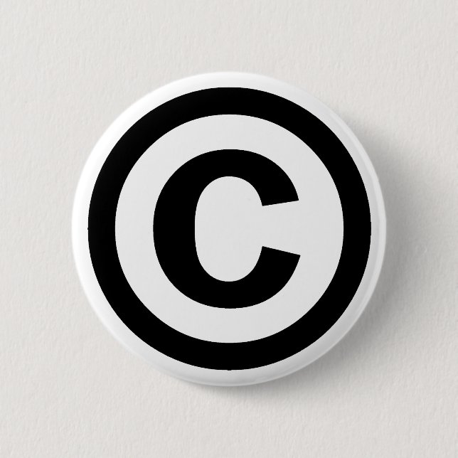 Copyright Symbol Copyrighted Copy Right Icon Sign Pinback Button (Front)