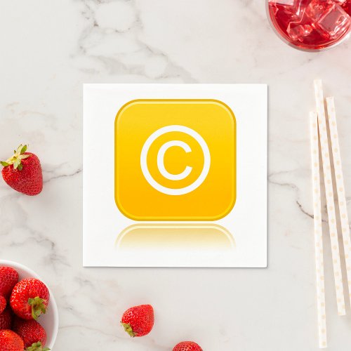 Copyright Symbol Yellow Paper Napkins