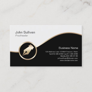 Copywriter Business Card Gold Pen Nib Icon