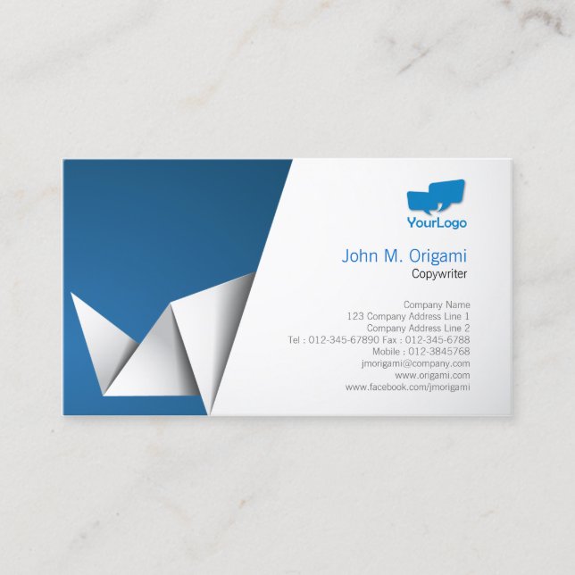 Copywriter Business Card Origami Folds (Front)