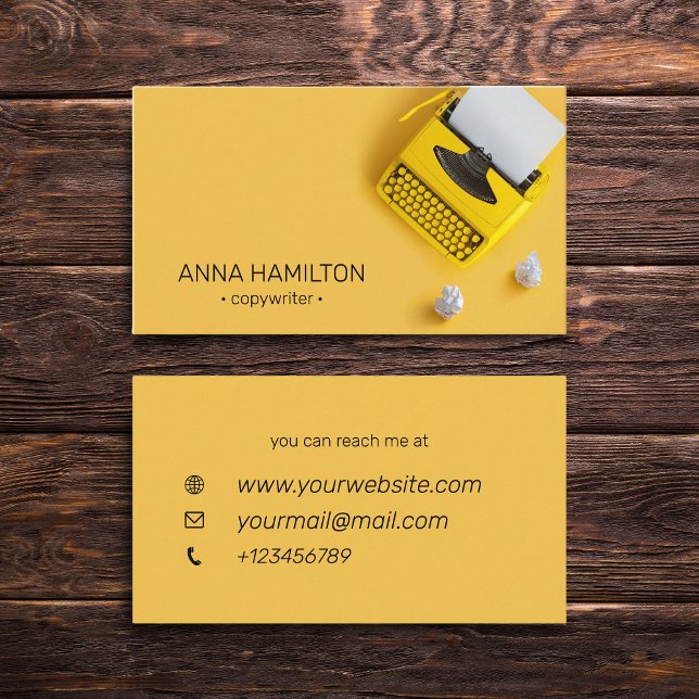 Copywriter Editor Writer Journalist Vintage Yellow Business Card (Creator Uploaded)