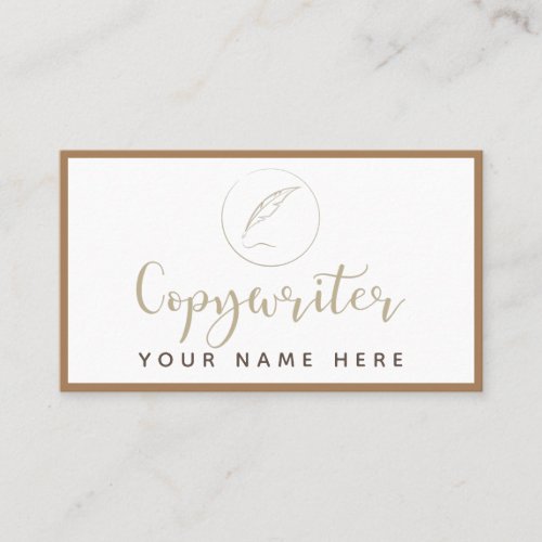 Copywriter Pretty Calligraphy Feather Pen Pastel Business Card