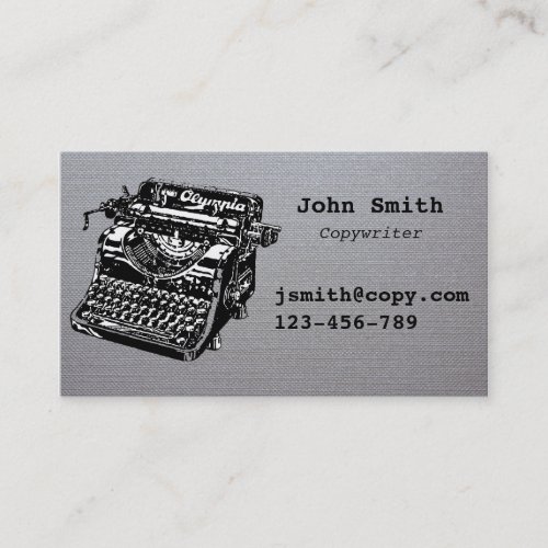 copywriter typewriter design stylish silver business card