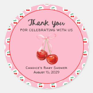 Coqette Cherry on Top Thank You Baby Shower Classic Round Sticker