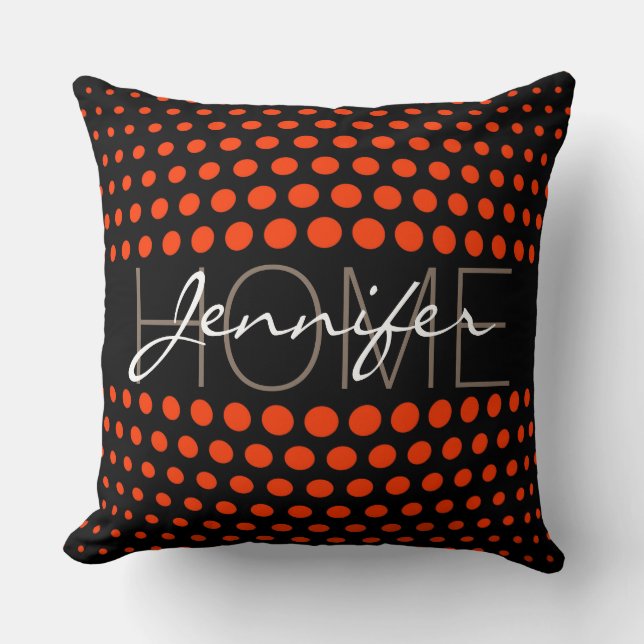 Coquelicot polka dots home monogram throw pillow (Front)