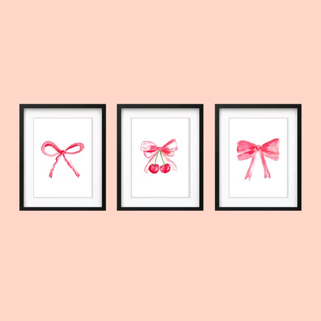 Coquette 8x10 Pink Bows Cute Baby Girl Nursery Wall Art Sets (Creator Uploaded)