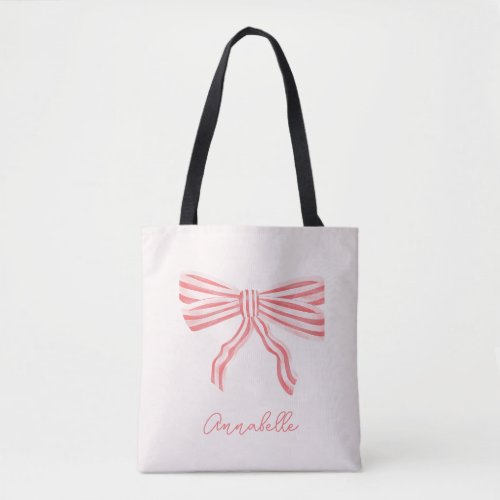 Coquette Aesthetic Blush Pink Bow  first name Tote Bag