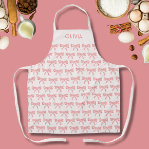 Coquette Aesthetic Blush pink bow girls Apron