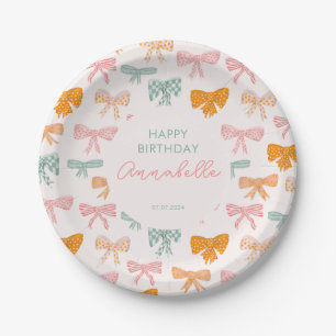 Coquette Aesthetic bow girls birthday party Paper Plates