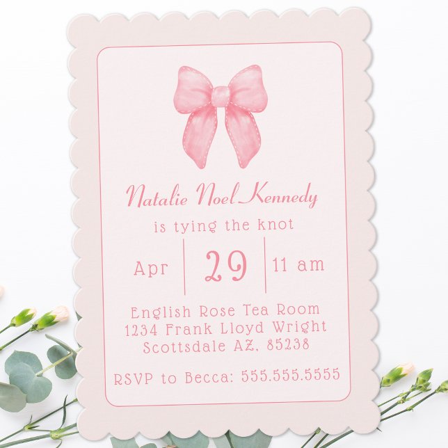 Coquette Aesthetic Bridal Shower Cute Pink Bow Invitation (Creator Uploaded)